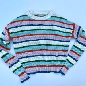Urban Outfitters Cropped Multicolor Stripe Sweater, XS